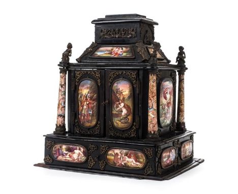 *Table cabinet. A late 19th-century Continental table cabinet in the Renaissance style, of architectural form inset with seve