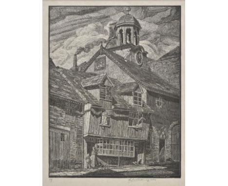*Ward (Leslie Moffat, 1888-1978). The Town Clock, 1934,  wood engraving on thin laid paper, image size 215 x 163 mm (8.5 x 6.