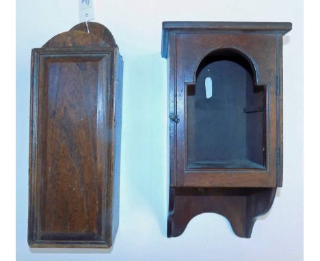 *Clock cabinet. A Victorian mahogany clock cabinet,  the hinged door with arched decoration (possibly for a lantern clock), 3