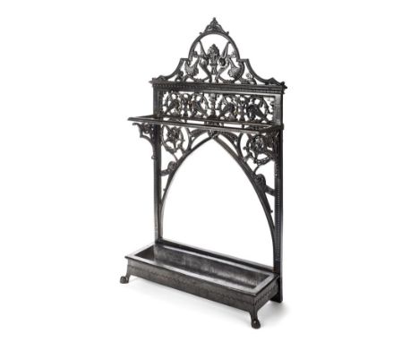 *Coalbrookdale. A Victorian cast iron stick/umbrella stand, designed by Dr Christopher Dresser for Coalbrookdale,  with styli