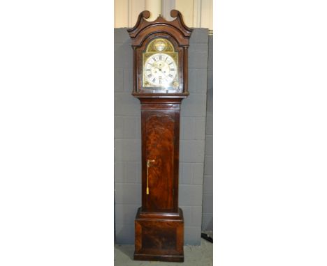 An 18th Century mahogany longcase clock by James Snelling London, the eight day striking movement with silvered chapter ring 