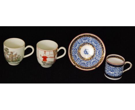 A 1920s Royal Worcester coffee can and saucer decorated in the Royal Lily pattern, after the original early 19th Century desi