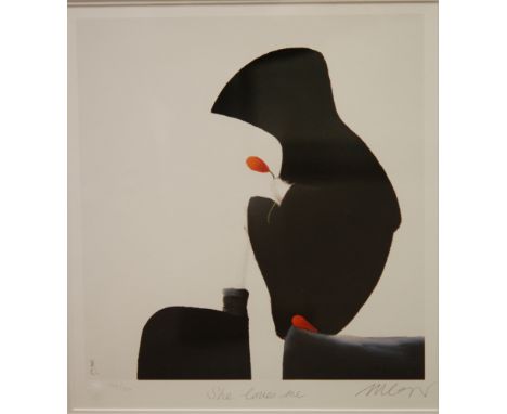 MACKENZIE THORPE (B.1956) - 'She Loves Me', lithograph, signed in pencil, numbered 742 from an edition of 850, framed, 40cm x