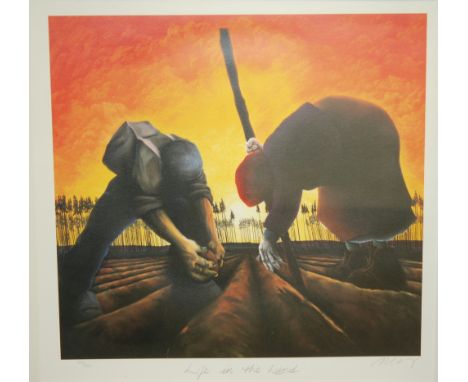 MACKENZIE THORPE (B.1956) - 'Life in the Land', lithograph, signed in pencil, numbered 818 from an edition of 850,framed, 47c
