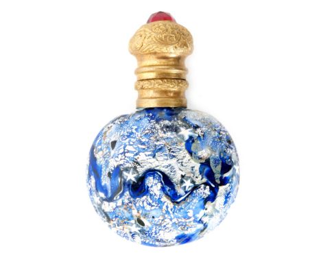 A 19th Century Italian glass scent bottle in the manner of Franchini Bigaglia, of compressed ovoid form decorated with murrin