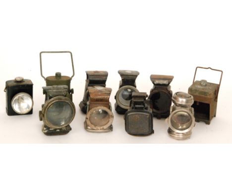 A Lucas 'Silver King' cycle lamp, a 'Kinglet' cycle lamp and eight other variants (10)