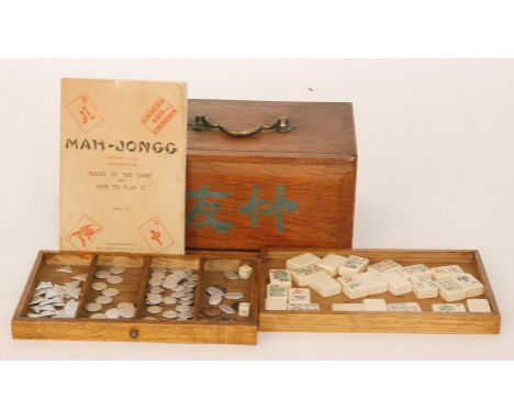 A 1930s Chad Valley Mah-Jong set with instructions, width 23cm