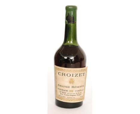 A 1928 labelled bottle of Croizet Cognac.