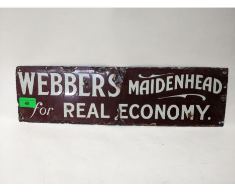 Webbers, Maidenhead 'For Real Economy' enamel sign 