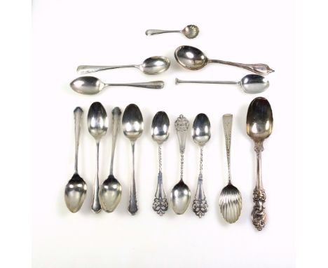 George III silver coffee spoon with bright cut decoration and a shell shaped bowl, London, 1785; set of 4 spoons, by William 