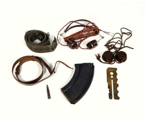 MK II Bren Gun magazine, W.22.5cm approx.; inert round, L.7.3cm approx.; brass button polisher, pair of British Thomson Houst
