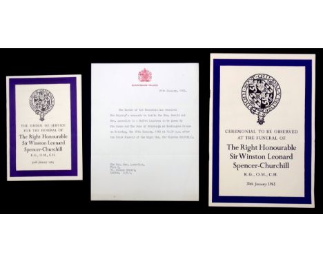 Churchill, Sir Winston Leonard Spencer, (1867-1965); Order of Service and Ceremonial to be Observed at the Funeral of the Rig