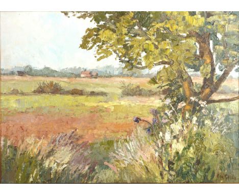 Local artist - Edith Gain, 'Send Church From The Canal', oil on canvas board, signed E R Gain, 44.5 x 60cm, and a similar pai
