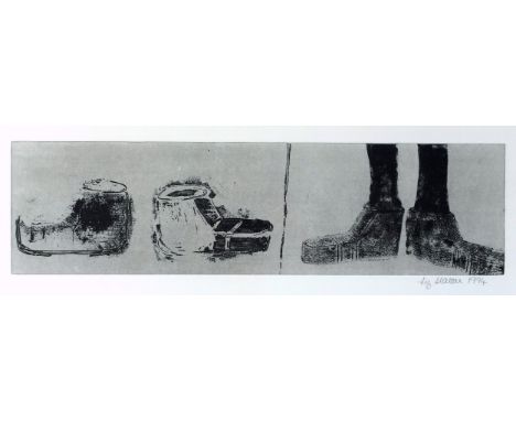 Liz Sea...(indistinct signature), 'boots', lithograph, 28 x 73cm