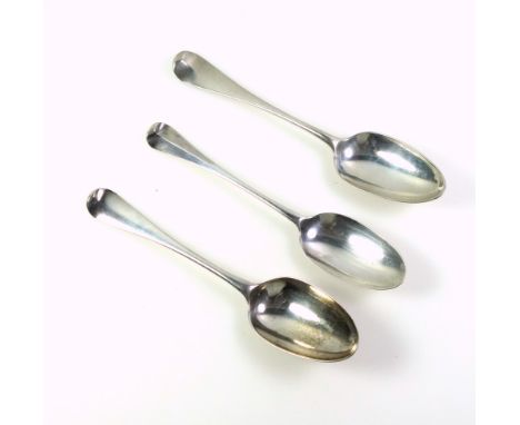 George II silver Hanoverian Pattern table spoon, the bowl with a double drop, by Samuel Hutton, London, 1731; table spoon wit