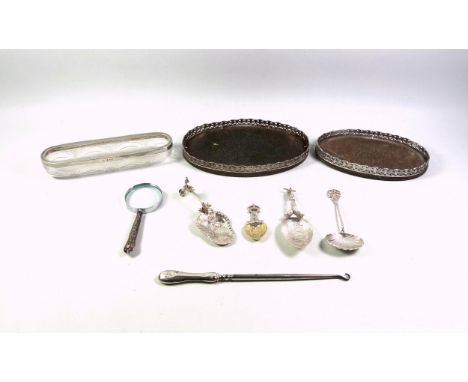 Late Victorian Scottish heart shaped caddy spoon, with a gilt embossed bowl and pierced crown finial, by J M T, Edinburgh, 19