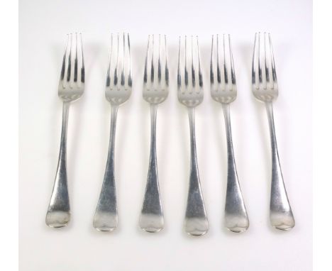 Set of 6 George VI silver Old English Pattern table forks, by William Hutton &amp; Sons Ltd., Sheffield, 1936, L.20.2cm, 424g