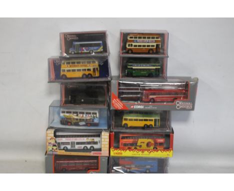 TWELVE BOXED CORGI OMNIBUS BUSES, COACHES, AND TRAMS, models are limited edition together with a small quantity of dolls hous