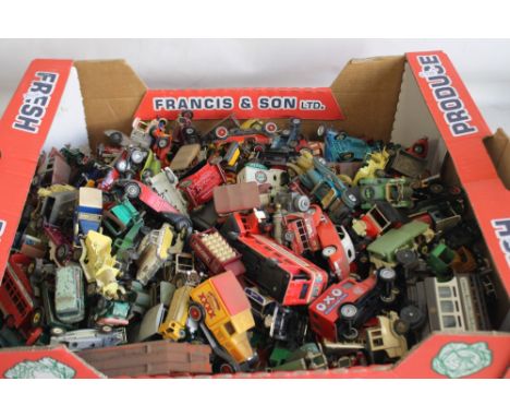 A BOX OF PLAYWORN DIECAST; to include Corgi, Matchbox, Lledo etc.