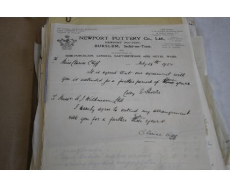 A FOLDER OF LETTERS, NOTES AND DOCUMENTS RELATING TO THE FIRM OF A. J. WILKINSON IN THE POTTERIES, STAFFORDSHIRE, includes co