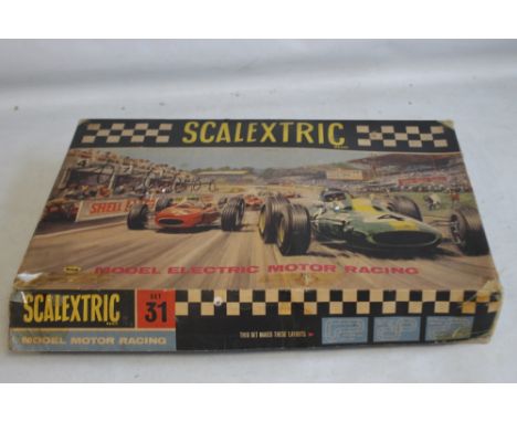 SCALEXTRIC MODEL MOTOR RACING SET 31, complete with track, cars, hand controls.