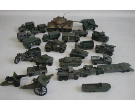 A COLLECTION OF TWENTY FIVE DIECAST MILITARY VEHICLES mainly by Lesney but also including Corgi Tiger tank, Britain's field g