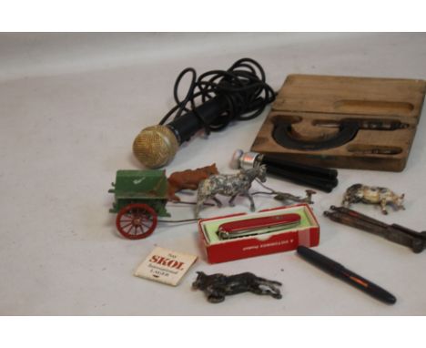 A BOXED SWISS ARMY KNIFE, and a quantity of collectables to include a micrometer etc