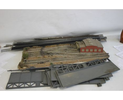 A BOX OF 00 GAUGE TRACK MAINLY LIMA LONG STRAIGHTS, together with a box of assorted track etc