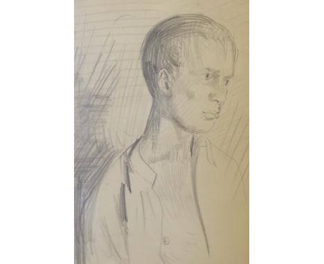 Early 20th century British School, pencil drawing, Sketch of a youth, 22 x 15cm