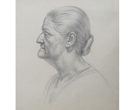 Attributed to Frances Dodd (1874-1949), pencil drawing, Portrait of an old woman, inscribed Vicagi, 26 x 25cm