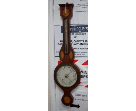 A mahogany shell inlaid barometer, 92cm high