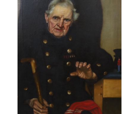 A. Robinson, oil on canvas, Portrait of a Chelsea Pensioner, signed and dated 1894, 74 x 64cm
