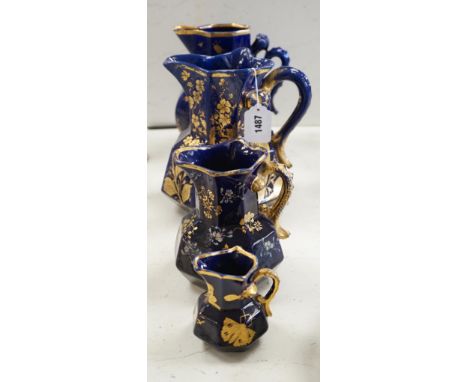 Four various Mason's ironstone hydra-shaped jugs, first half 19th century, tallest 25cm high
