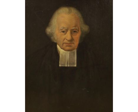 19th century English School, oil on canvas, Portrait of a clergyman, 43 x 34cm