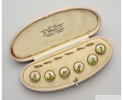 A set of six Football waistcoat buttons, circa 1909 the six circular buttons with central images of a footballer in different
