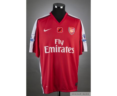 Samir Nasri red and white No.8 Arsenal v. Manchester United match issued short-sleeved shirt, 2000, Nike, XLwith v-neck colla