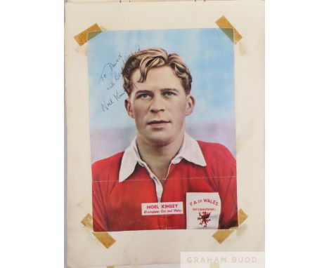 A scrap book featuring a fine selection of football autographs from the 1950s featuring images mostly cut from periodicals of