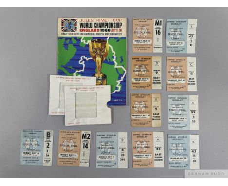 World Cup 1966: eleven various Eight Final ticket stubs for matches at Wembley and White City 11th July to 20th July and tour