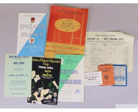 England XV v. New Zealand Army single-sheet match programme, 24th November 1945 signs of folds, two Royal Navy programme, RAF
