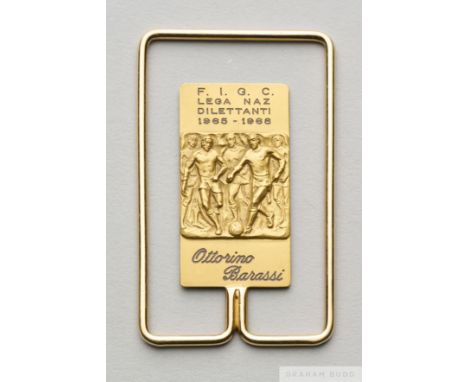 .750 gold & enamel money clip presented to Ottorino Barassi for his administration of the Italian National Amateur Football L