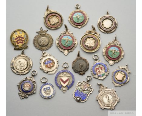 Seven various silver or silver and enamel sporting medals, 1901 to 1960s including football examples and small collection of 