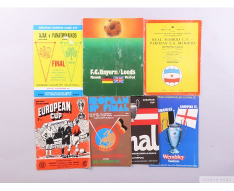 Seventeen European Cup Finals from 1959 to 2020 including Real Madrid v Stade Reims 1959, some text on team pages, Eintracht 
