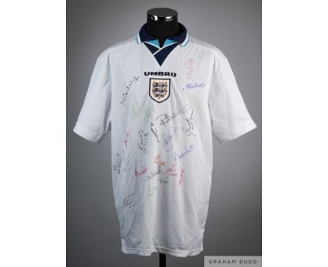 White England signed official match prepared No.16 shirt, Umbro, short-sleeved with Three Lions crest, reverse numbered 16, f