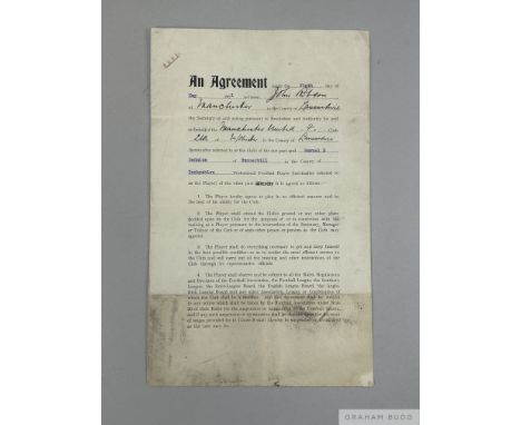 Manchester United Player's Contract for Samuel R Bennion for season 1921-22,drawn up on behalf of MUFC by the Club Secretary 