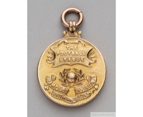 Thomas Fenner 9ct gold Division 3 Southern Section League Championship winners medal, 1930-31 the obverse inscribed THE FOOTB