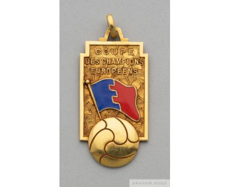 Raymond Kopa continental gold and enamel 1959 European Cup Winners medal,  the obverse inscribed COUPE DES CHAMPIONS EUROPEEN