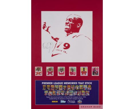 Arsenal's Ian Wright signed 179 silkscreen, featuring Ian Wright with 179, signed in pencil, above six player collectors stic