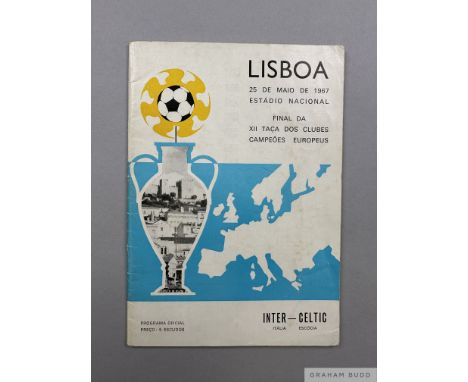 Celtic v. Inter Milan European Cup Final match programme, 25th May 1967some slight staining on cover