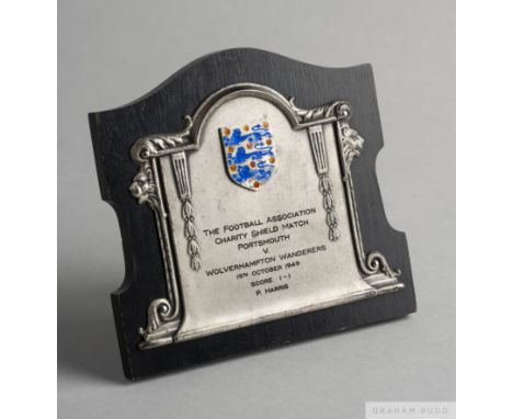 Peter Harris white-metal and enamel Football Association Charity Shield plaque inscribed THE FOOTBALL ASSOCIATION CHARITY SHI