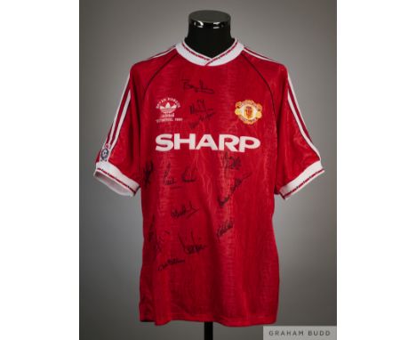 Clayton Blackmore team signed red Manchester United No.3 Testimonial shirt v Celtic, played at Old Trafford, 20th November 19